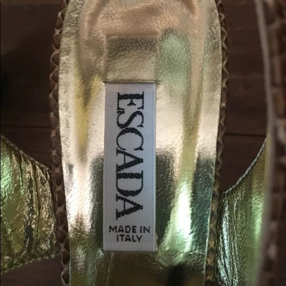 Escada Snakeskin Embossed Leather Slingback Shoes - Picture 5 of 6